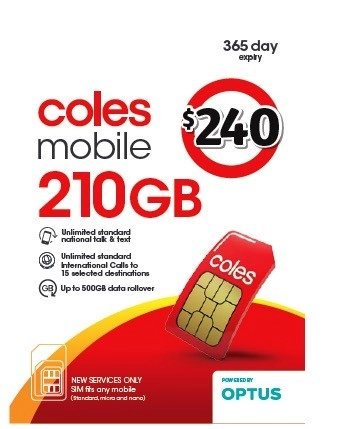 Coles Mobile $240 Prepaid SIM Kit