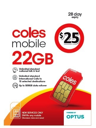 Coles Mobile $25 Prepaid SIM Kit