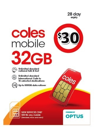 Coles Mobile $30 Prepaid SIM Kit