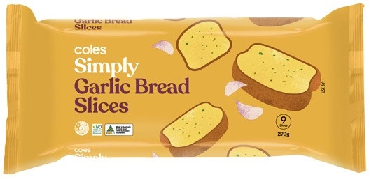 Coles Simply Garlic Bread Slices 270g