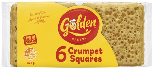 Golden Crumpet Squares 6 Pack 425g