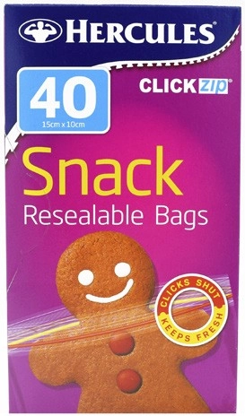 Hercules ClickZip Resealable Snack Bags 40 Pack