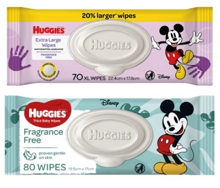 Huggies Fragrance Free Baby Wipes 80 Pack or Extra Large Baby Wipes 70 Pack