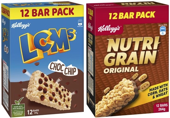 Kellogg's Nutri Grain or LCMs 12 Pack 240g-264g