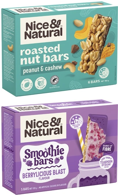 Nice & Natural Nut Bars 180g-192g or Smoothie Bars 100g