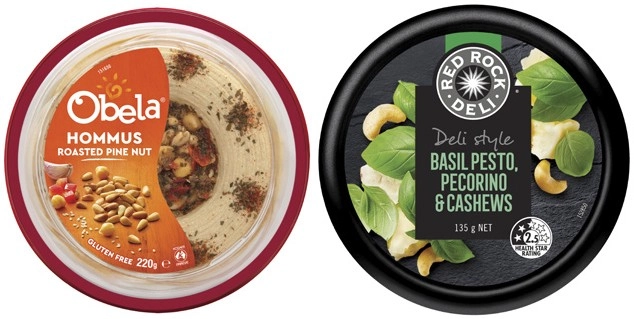 Obela Garnished Dip 220g or Red Rock Deli Dip 135g