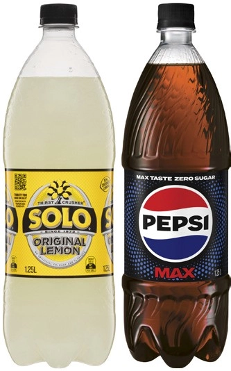 Pepsi, Solo or Sunkist Soft Drink 1.25 Litre