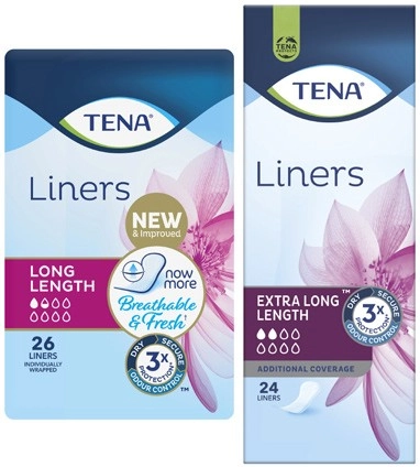 Tena Incontinence Liners Extra Long 24 Pack or Long 26 Pack