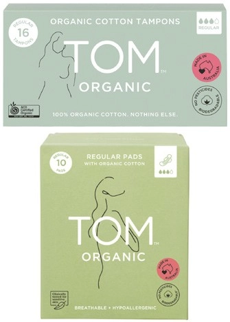 Tom Organic Regular Pads 10 Pack or Regular Tampons 16 Pack