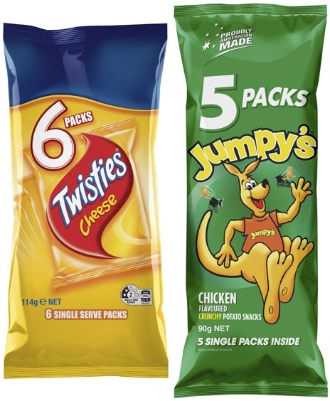 Twisties 6 Pack or Jumpy's or Doritos 5 Pack