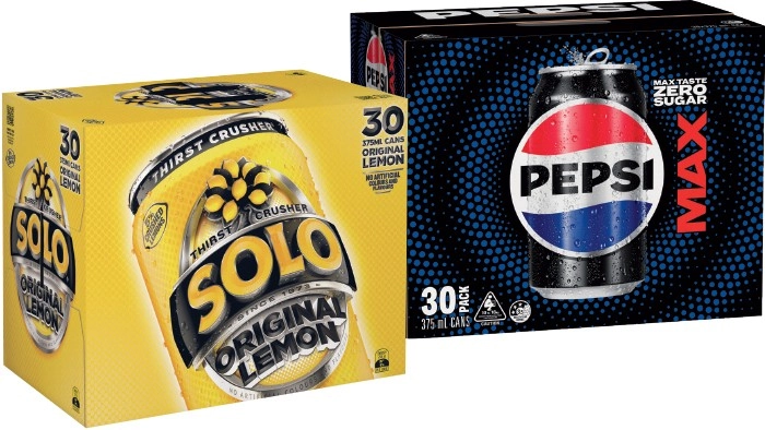 Pepsi, Solo or Schweppes 30x375mL Selected Varieties