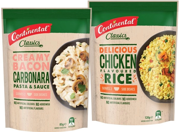 Continental Pasta & Sauce 85‑105g or Rice 115‑125g Selected Varieties