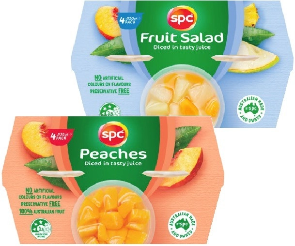 SPC Diced Fruits in Juice, Syrup, Jelly or Puree 4 Pack Selected Varieties