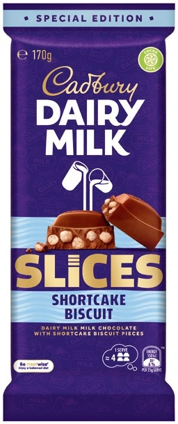 Cadbury Slices Shortcake Biscuit Chocolate Block 170g