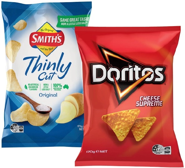 Doritos Corn Chips 150‑170g or Smith's Chips 150‑175g Selected Varieties