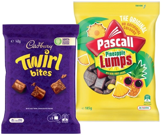 Pascall 120‑185g or Cadbury Bitesize 120‑150g Share Bag Selected Varieties