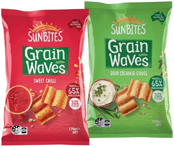 Sunbites Grain Waves 170g, Simply Chips 120g, Smith’s Baked or PopCorners 130g Selected Varieties