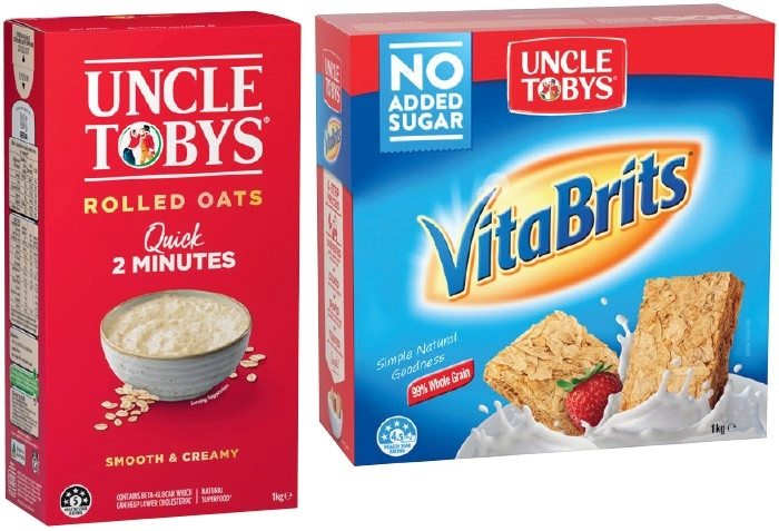 Uncle Tobys Rolled Oats or VitaBrits 1kg Selected Varieties