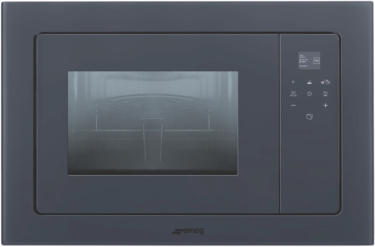 Smeg Linea Built-in Microwave Oven with Grill Grey