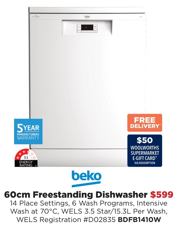 Beko 60cm Freestanding Dishwasher