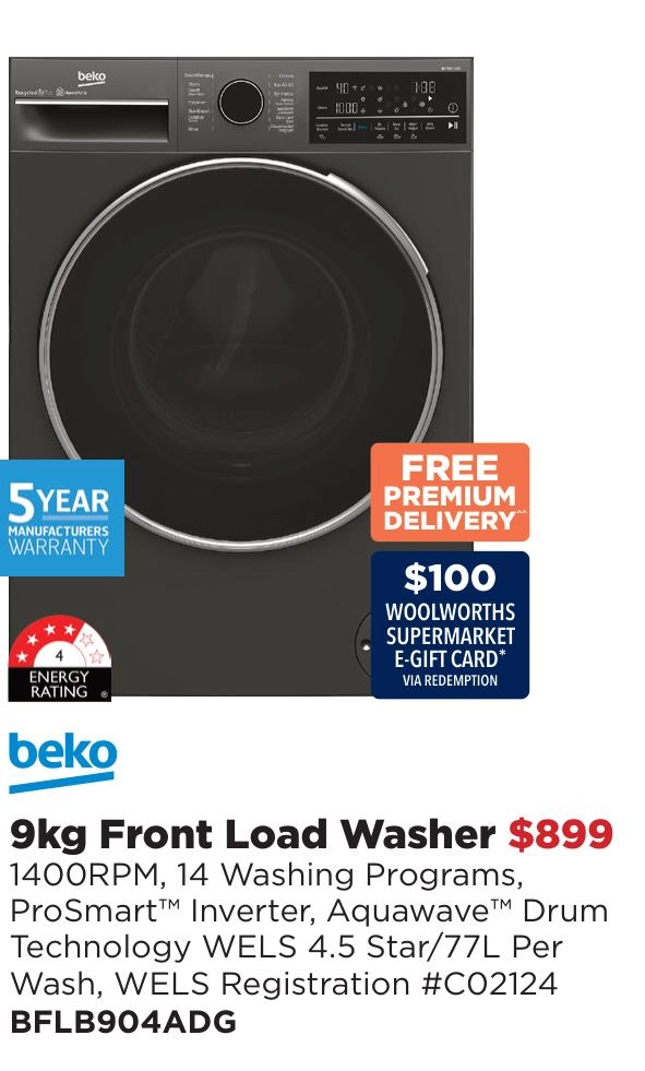 Beko 9kg Front Load Washer