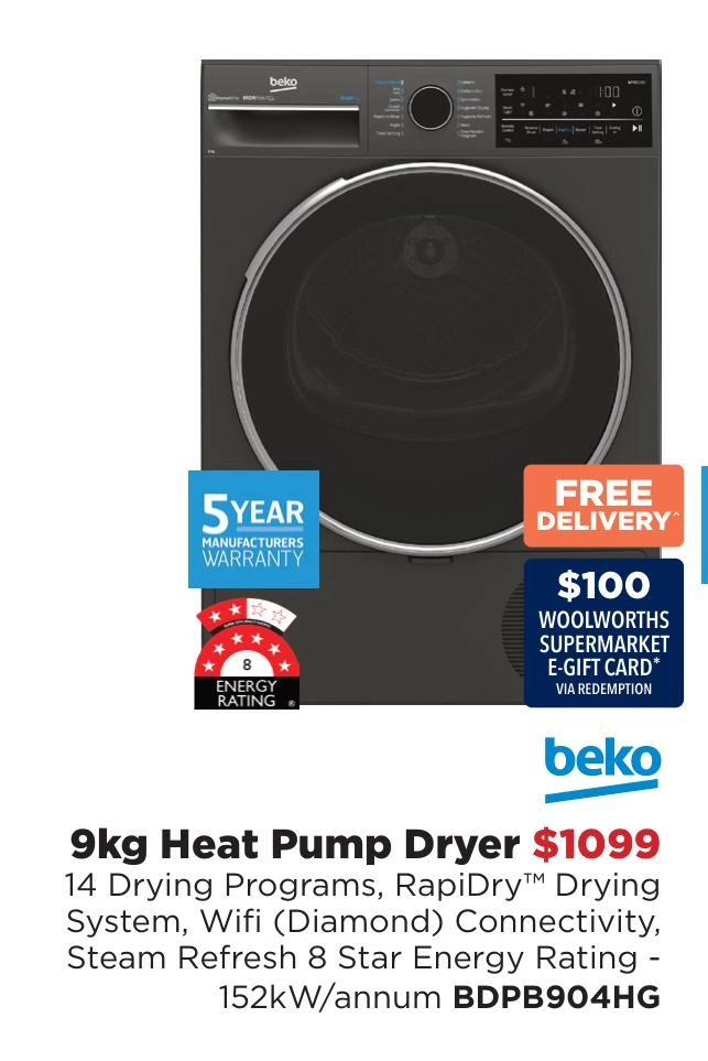 Beko 9kg Heat Pump Dryer