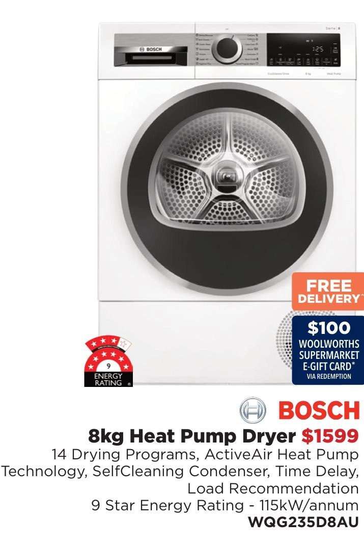 Bosch 8kg Heat Pump Dryer