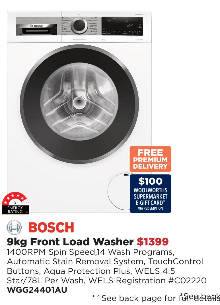 Bosch 9kg Front Load Washer