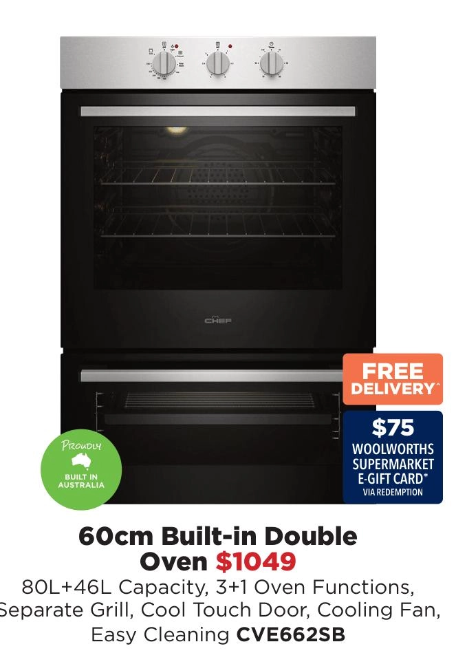 Chef 60cm Built-in Double Oven