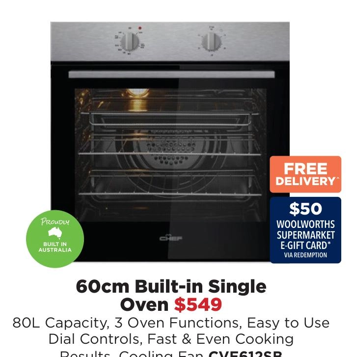 Chef 60cm Built-In Single Oven