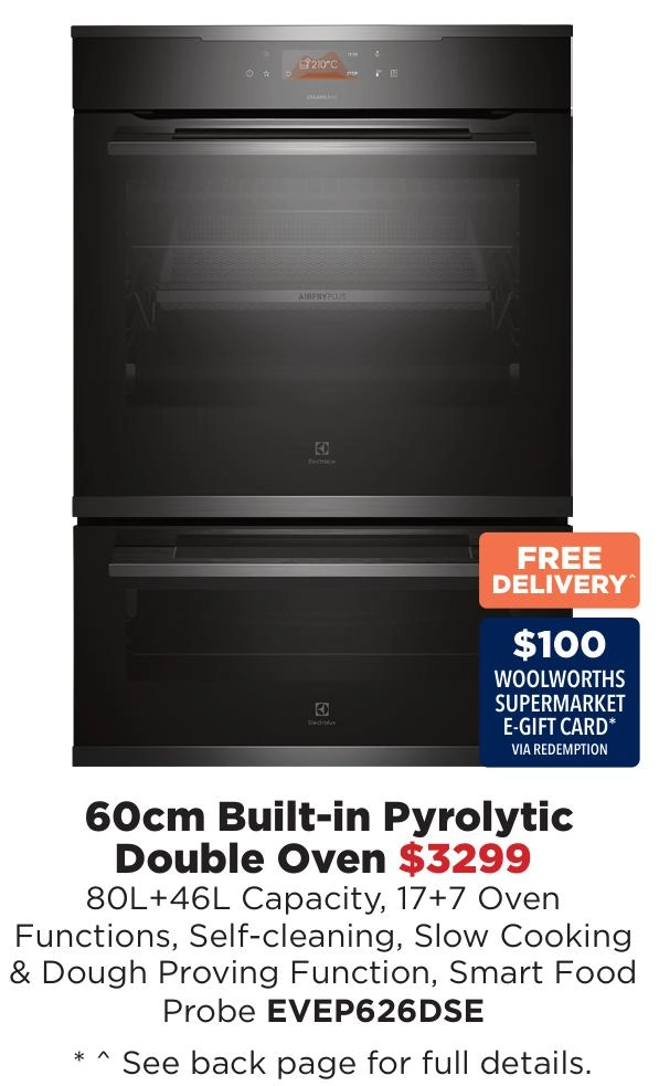 Electrolux 60cm Built-in Pyrolytic Double Oven