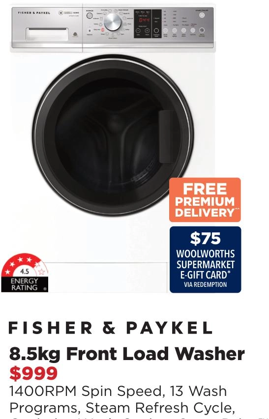 Fisher & Paykel 8.5kg Front Load Washer