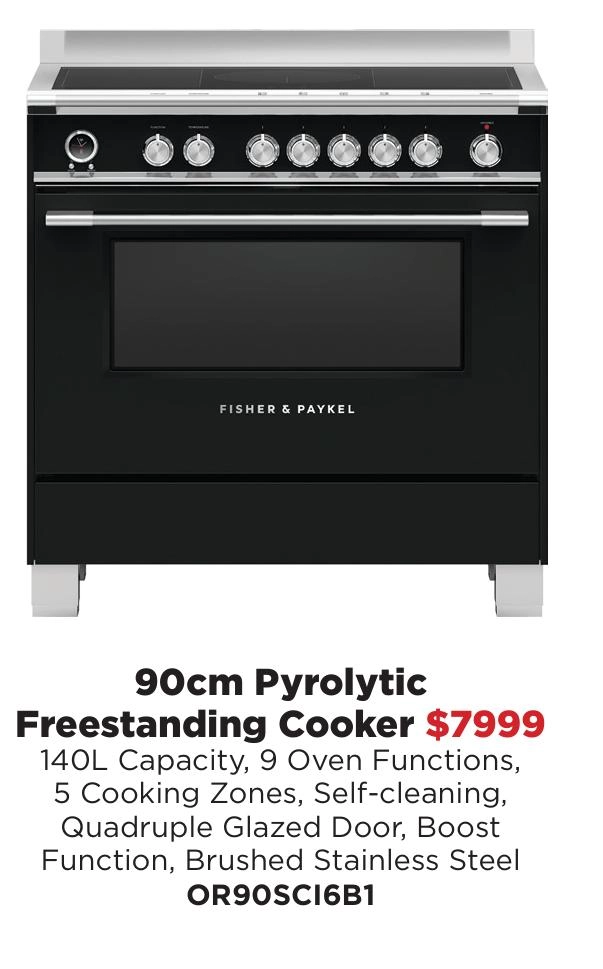 Fisher & Paykel 90cm Pyrolytic Freestanding Cooker