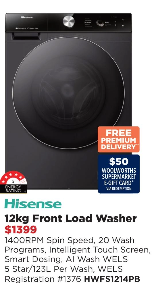 Hisense 12kg Front Load Washer