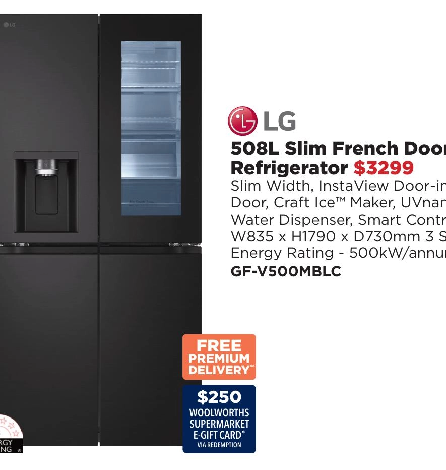 LG 508L Slim French Door Refrigerator