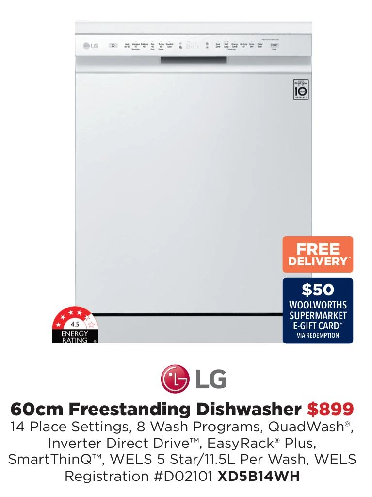 LG 60cm Freestanding Dishwasher