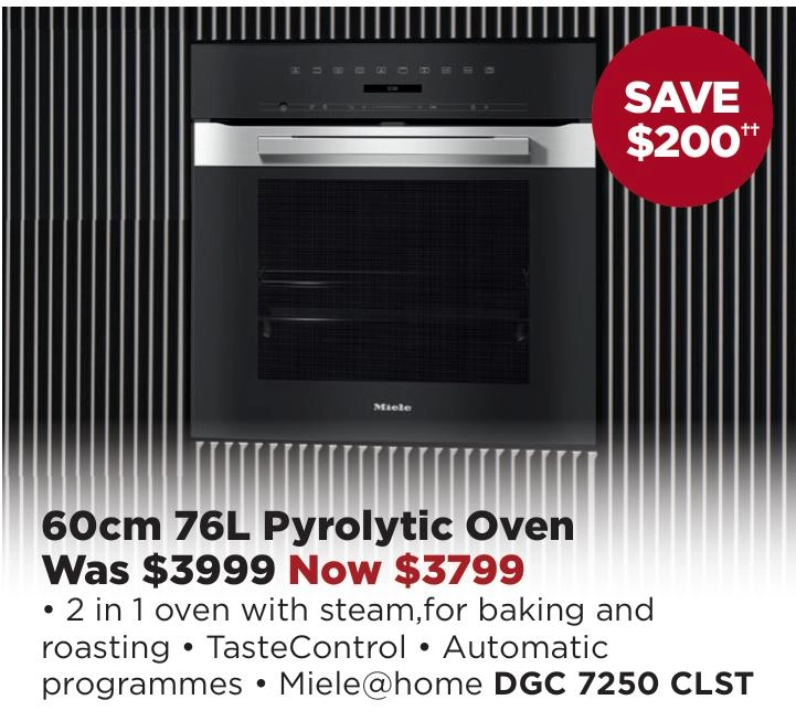 Miele 60cm 76L Pyrolytic Oven