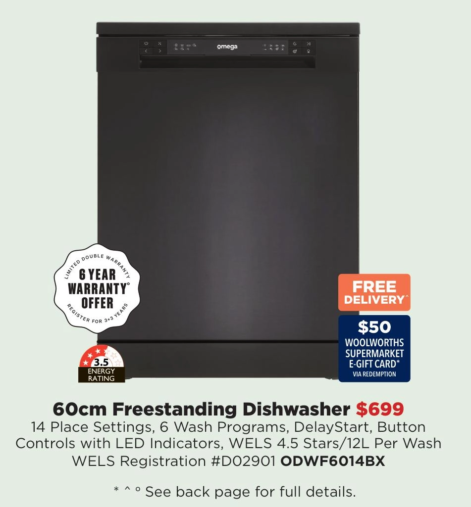 Omega 60cm Freestanding Dishwasher