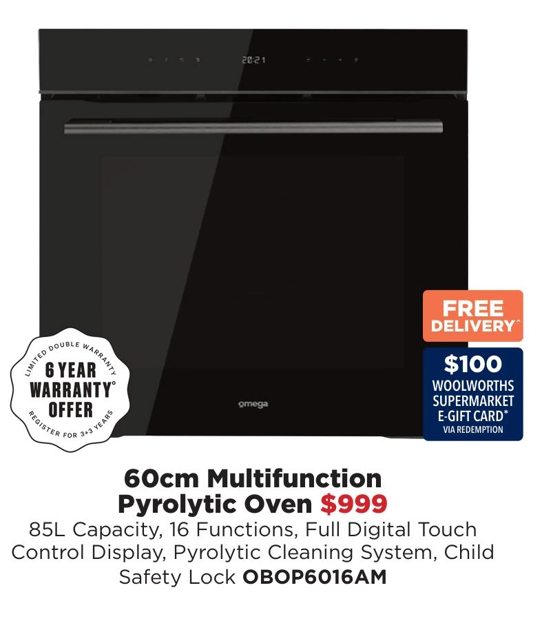 Omega 60cm Multifunction Pyrolytic Oven