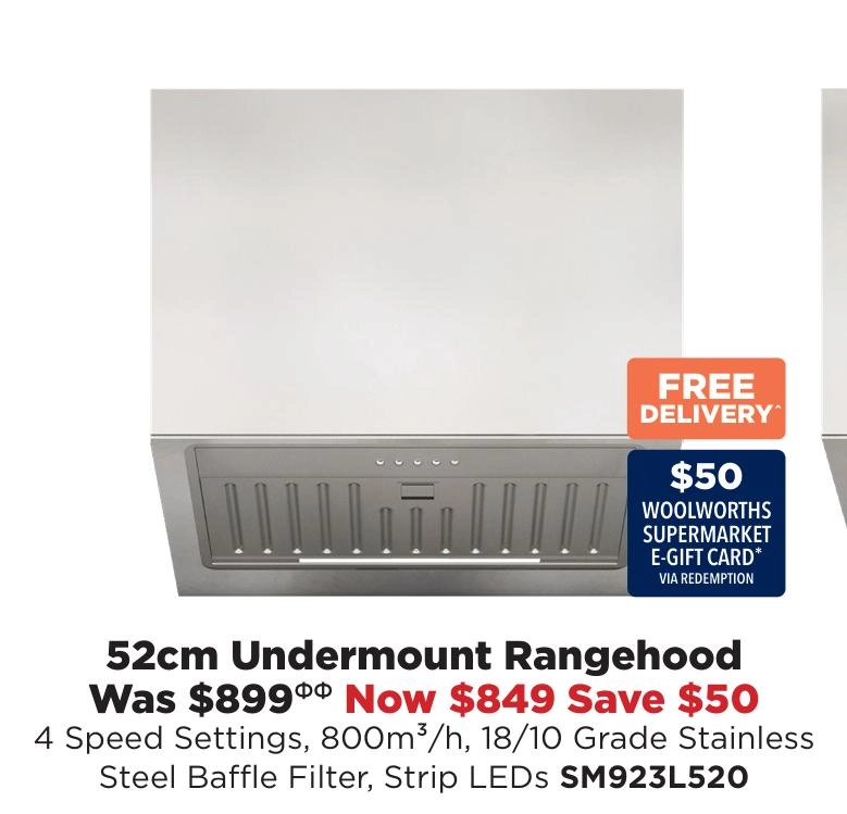 Sirius 52cm Undermount Rangehood