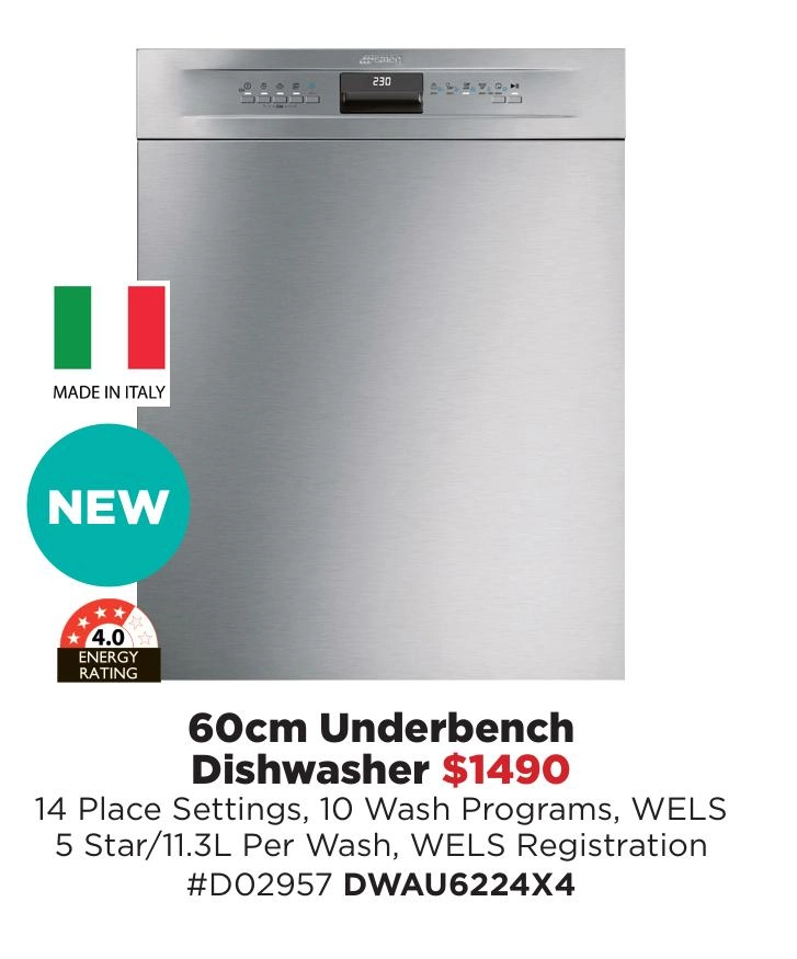 Smeg 60cm Underbench Dishwasher