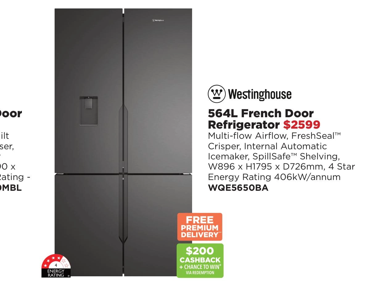 Westinghouse 564L French Door Refrigerator