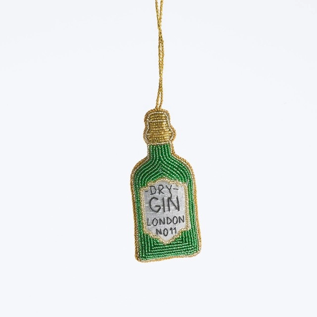 Beaded Gin Christmas Hanging Decoration by Habitat