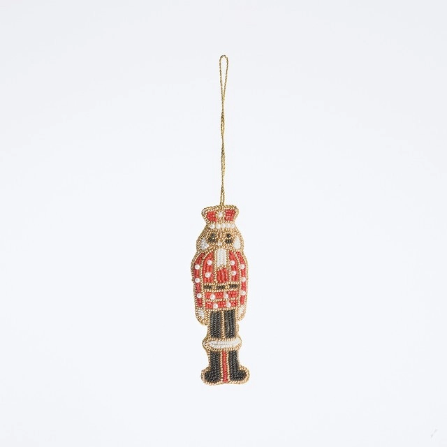 Beaded Nutcracker Christmas Hanging Decoration by Habitat