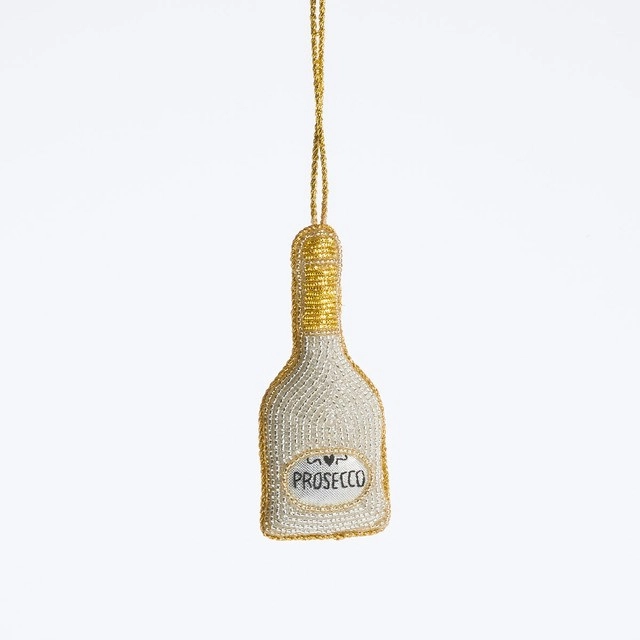 Beaded Prosecco Christmas Hanging Decoration by Habitat