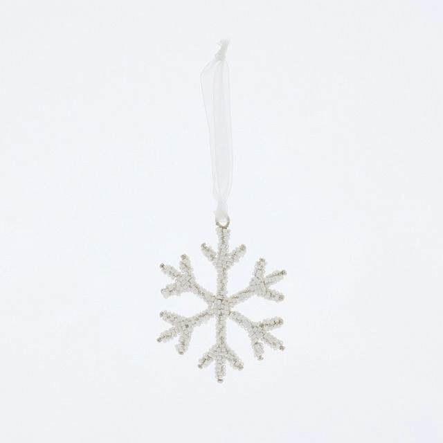 Beaded Silver Snowflake Christmas Decoration by Habitat