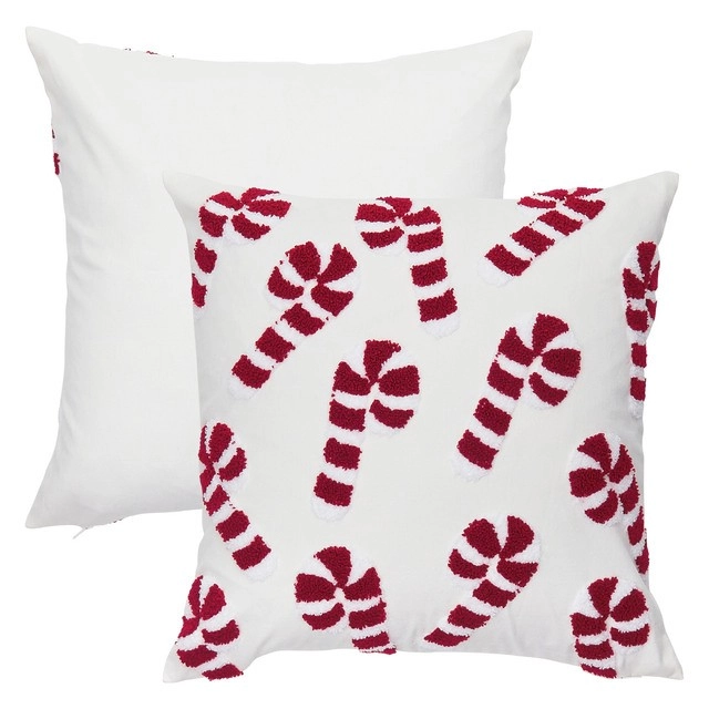 Candy Cane Embroidered Christmas Cushion by Habitat