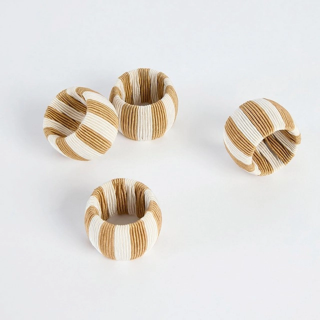 Carnival Stripe Gold Napkin Ring 4 Pack by Habitat