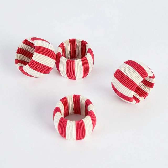 Carnival Stripe Red Napkin Ring 4 Pack by Habitat