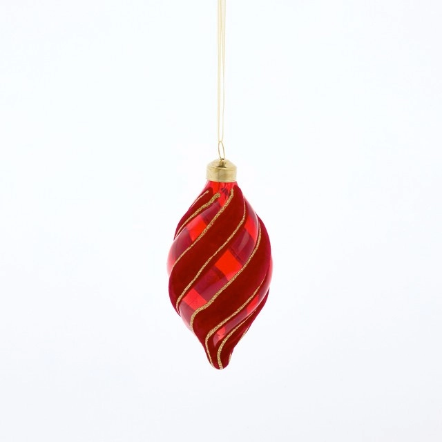 Carol Curl Red Glass Finial Christmas Bauble by Habitat